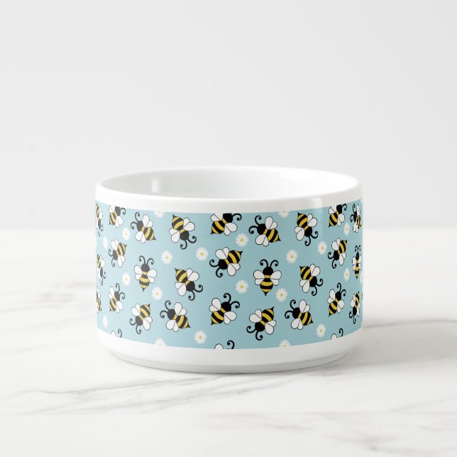 Cute little bees and daisy flowers pattern  bowl (Center)