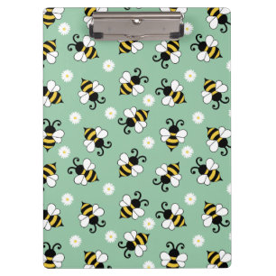 Cute little bees and daisy flowers pattern clipboard