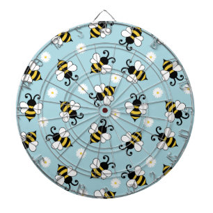 Cute little bees and daisy flowers pattern dart board