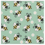 Cute little bees and daisy flowers pattern  fabric