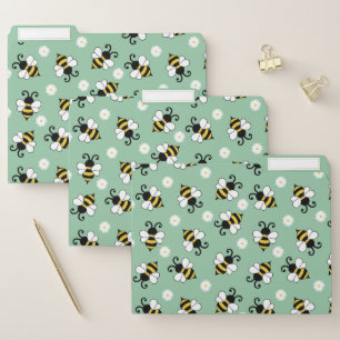Cute little bees and daisy flowers pattern file folder