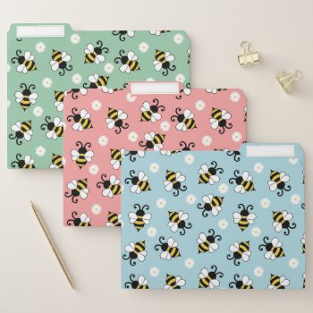 Cute Little Bees And Daisy Flowers Pattern File Folder by BattaAnastasia at Zazzle