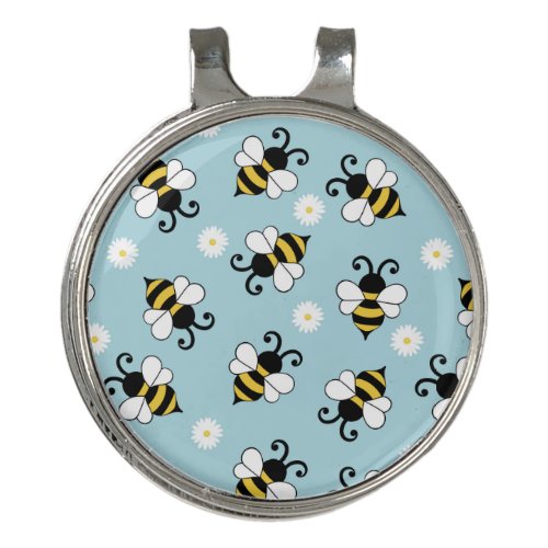 Cute little bees and daisy flowers pattern golf hat clip