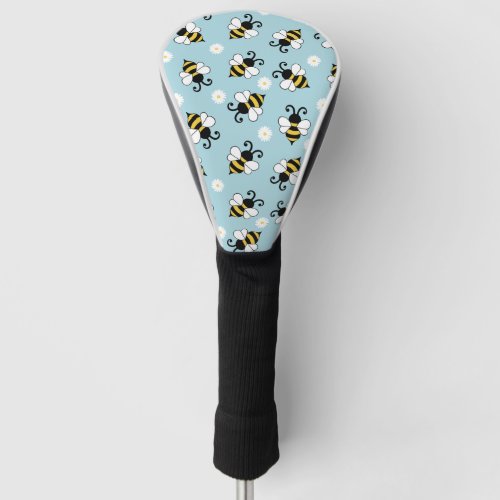 Cute little bees and daisy flowers pattern  golf head cover