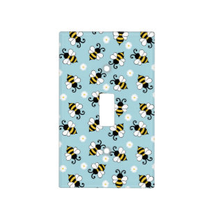 Cute little bees and daisy flowers pattern light switch cover