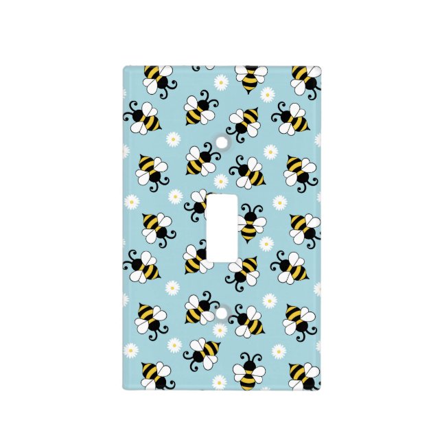 Cute little bees and daisy flowers pattern  light switch cover (Front)