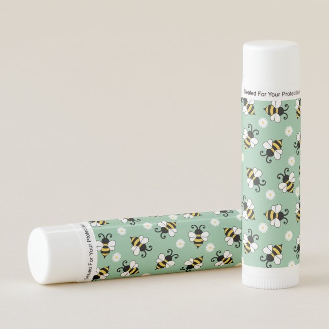 Cute little bees and daisy flowers pattern lip balm (Front)