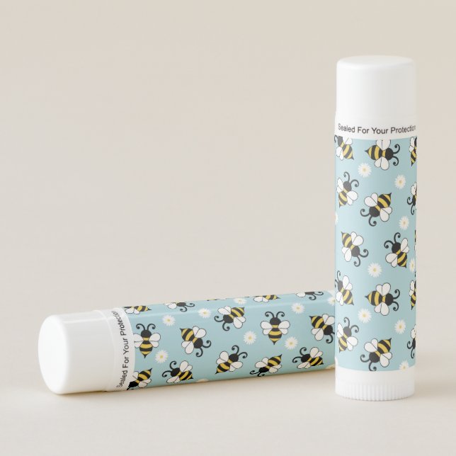 Cute little bees and daisy flowers pattern  lip balm (Front)