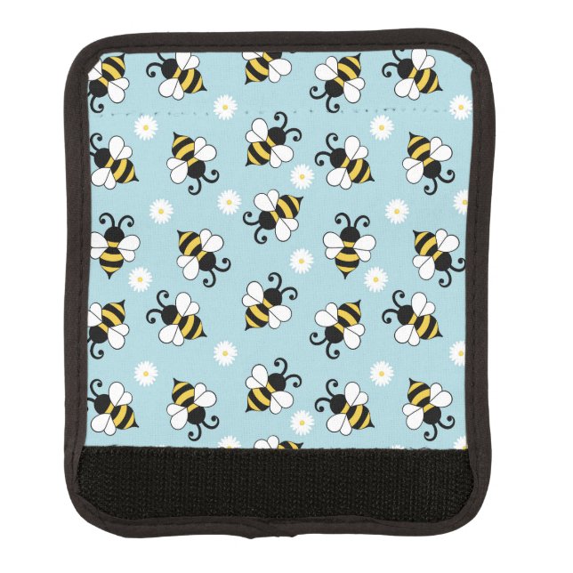 Cute little bees and daisy flowers pattern luggage handle wrap (Front)
