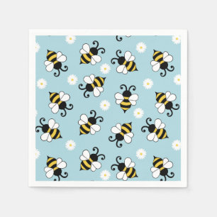 Cute little bees and daisy flowers pattern  napkins