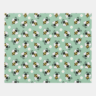 Cute little bees and daisy flowers pattern outdoor rug