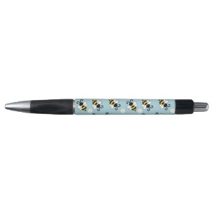 Cute little bees and daisy flowers pattern pen