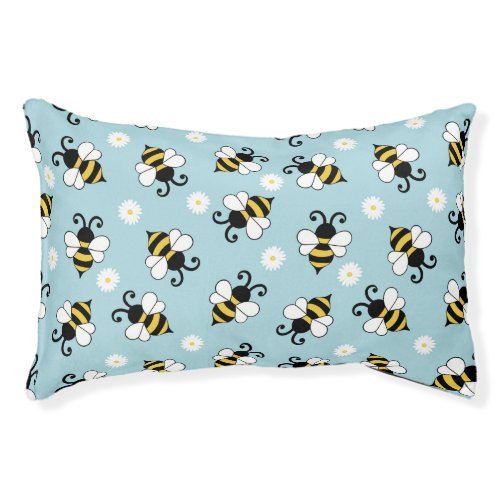 Cute little bees and daisy flowers pattern  pet bed