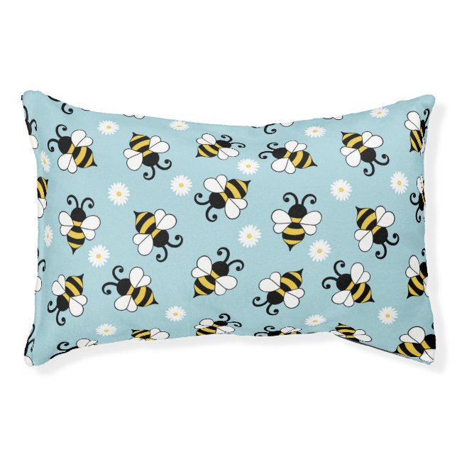 Cute little bees and daisy flowers pattern  pet bed (Front)