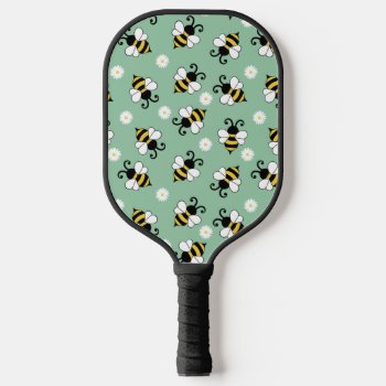Cute Little Bees And Daisy Flowers Pattern Pickleball Paddle by BattaAnastasia at Zazzle