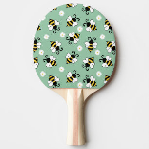 Cute little bees and daisy flowers pattern ping pong paddle