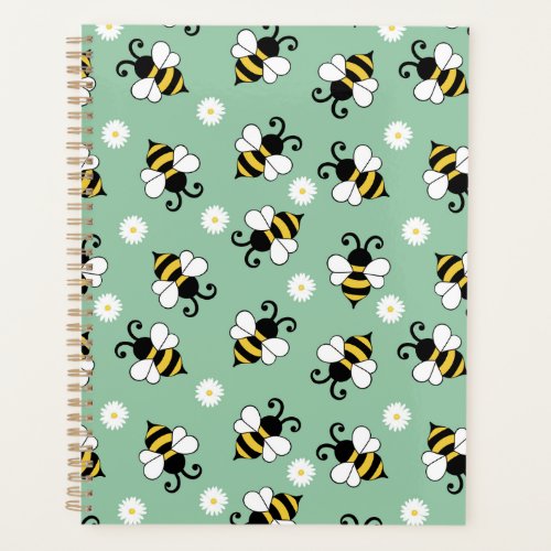 Cute little bees and daisy flowers pattern planner