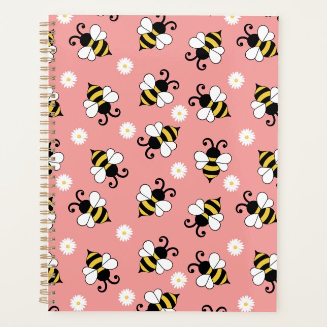 Cute little bees and daisy flowers pattern  planner (Front)