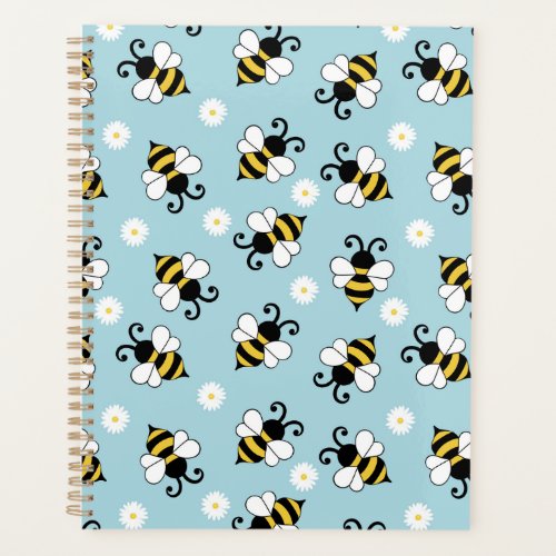 Cute little bees and daisy flowers pattern  planner