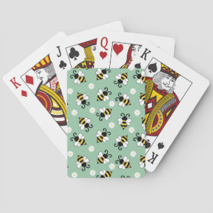 Cute little bees and daisy flowers pattern poker cards