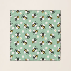 Cute little bees and daisy flowers pattern scarf
