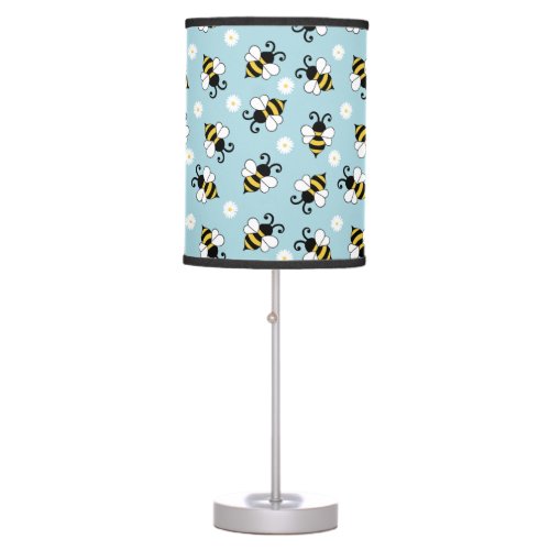 Cute little bees and daisy flowers pattern  table lamp