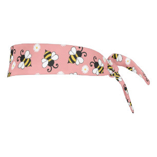 Cute little bees and daisy flowers pattern tie headband