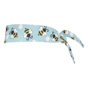 Cute little bees and daisy flowers pattern  tie headband