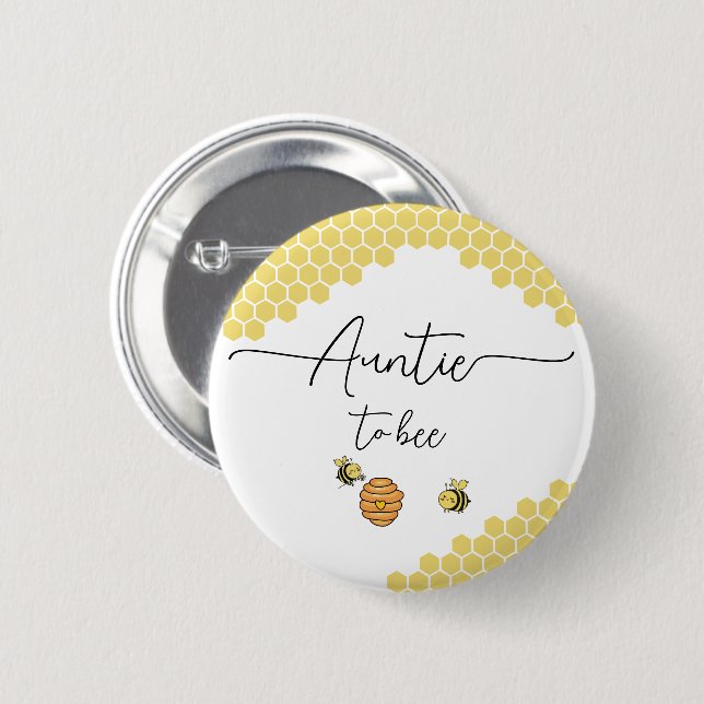 Cute Little Bees Honeycomb Auntie-to-bee Button (Front & Back)