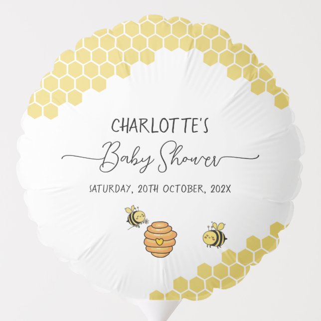 Cute Little Bees Honeycomb Baby Shower Balloon (Back)