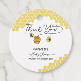 Cute Little Bees Honeycomb Baby Shower Favor Tags