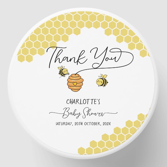 Cute Little Bees Honeycomb Baby Shower Mini Candle Favors (Front)