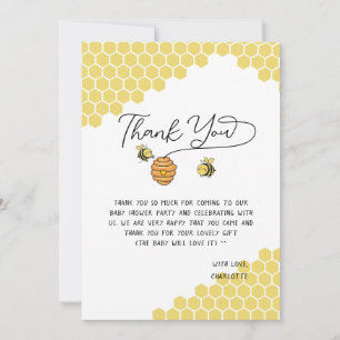 Cute Little Bees Honeycomb Baby Shower Thank You Card