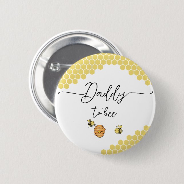Cute Little Bees Honeycomb Daddy-to-bee Button (Front & Back)