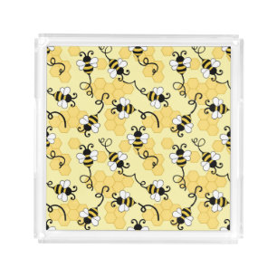 Cute little bees pattern acrylic tray