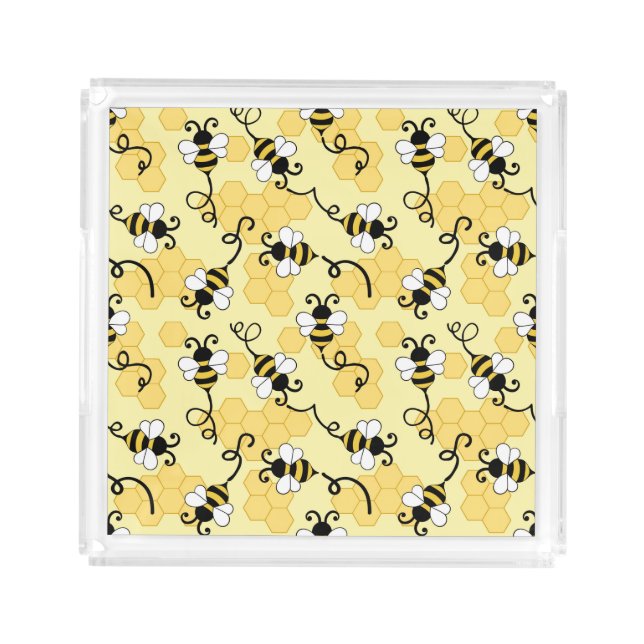 Cute little bees pattern acrylic tray (Front)