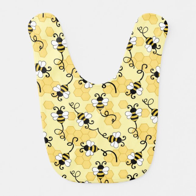 Cute little bees pattern baby bib (Front)