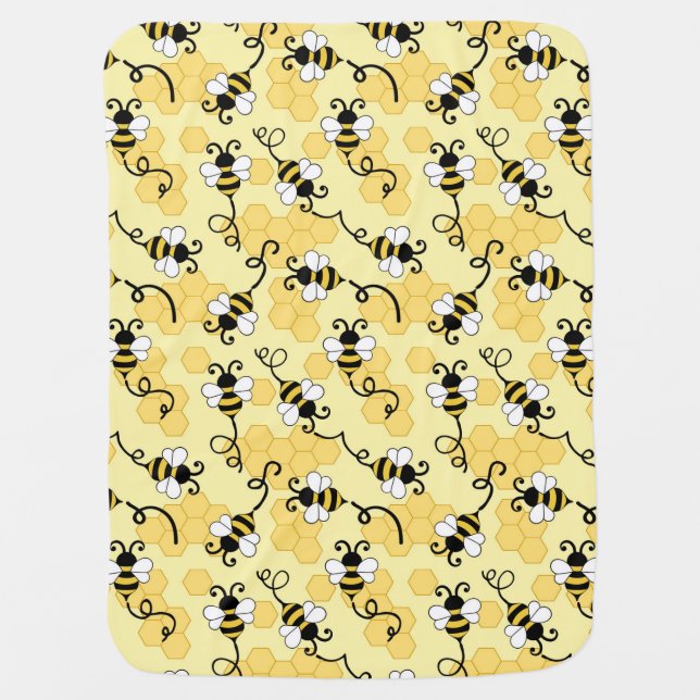 Cute little bees pattern baby blanket (Front)