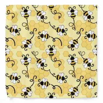 Cute Little Bees Pattern Bandana by BattaAnastasia at Zazzle