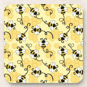 Cute little bees pattern beverage coaster