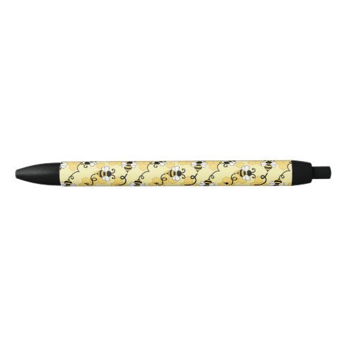 Cute little bees pattern black ink pen