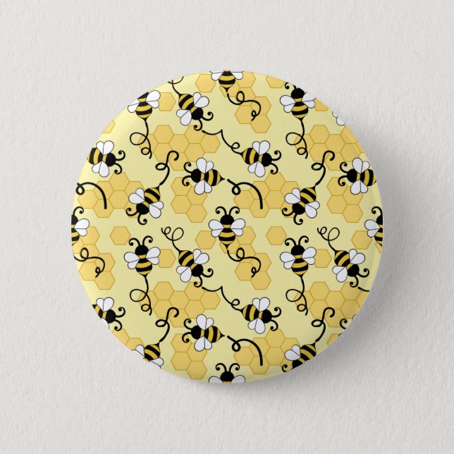 Cute little bees pattern button (Front)