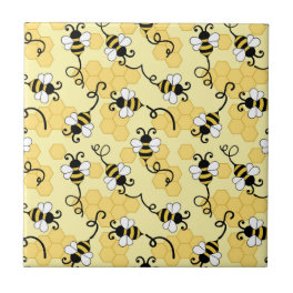 Cute little bees pattern ceramic tile
