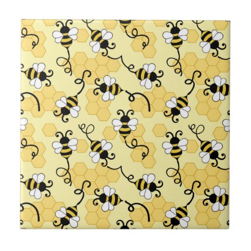Cute little bees pattern ceramic tile