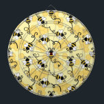 Cute little bees pattern dart board<br><div class="desc">Seamless pattern with cute little flying bees and honeycomb decoration on pastel yellow background</div>