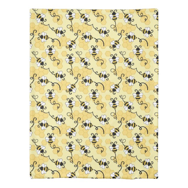 Cute little bees pattern duvet cover (Back)