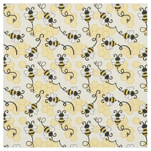 Cute little bees pattern fabric