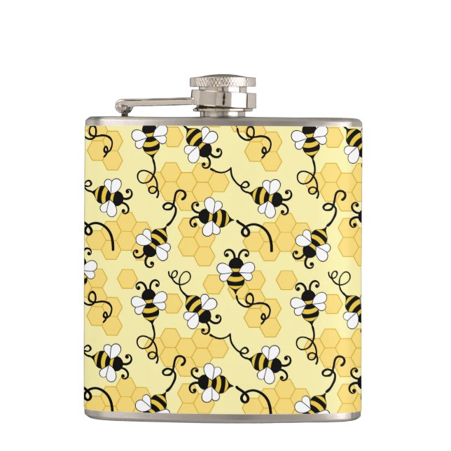 Cute little bees pattern flask (Front)