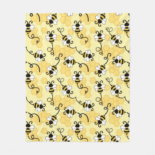 Cute little bees pattern fleece blanket