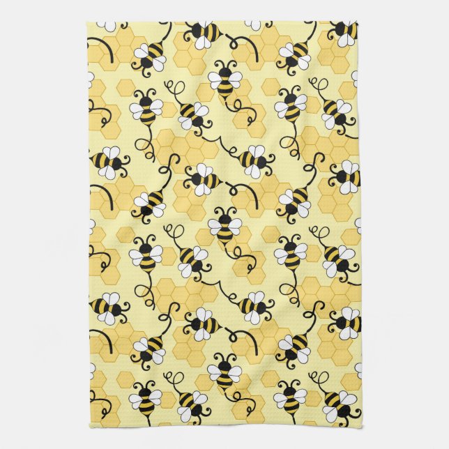 Cute little bees pattern kitchen towel (Vertical)